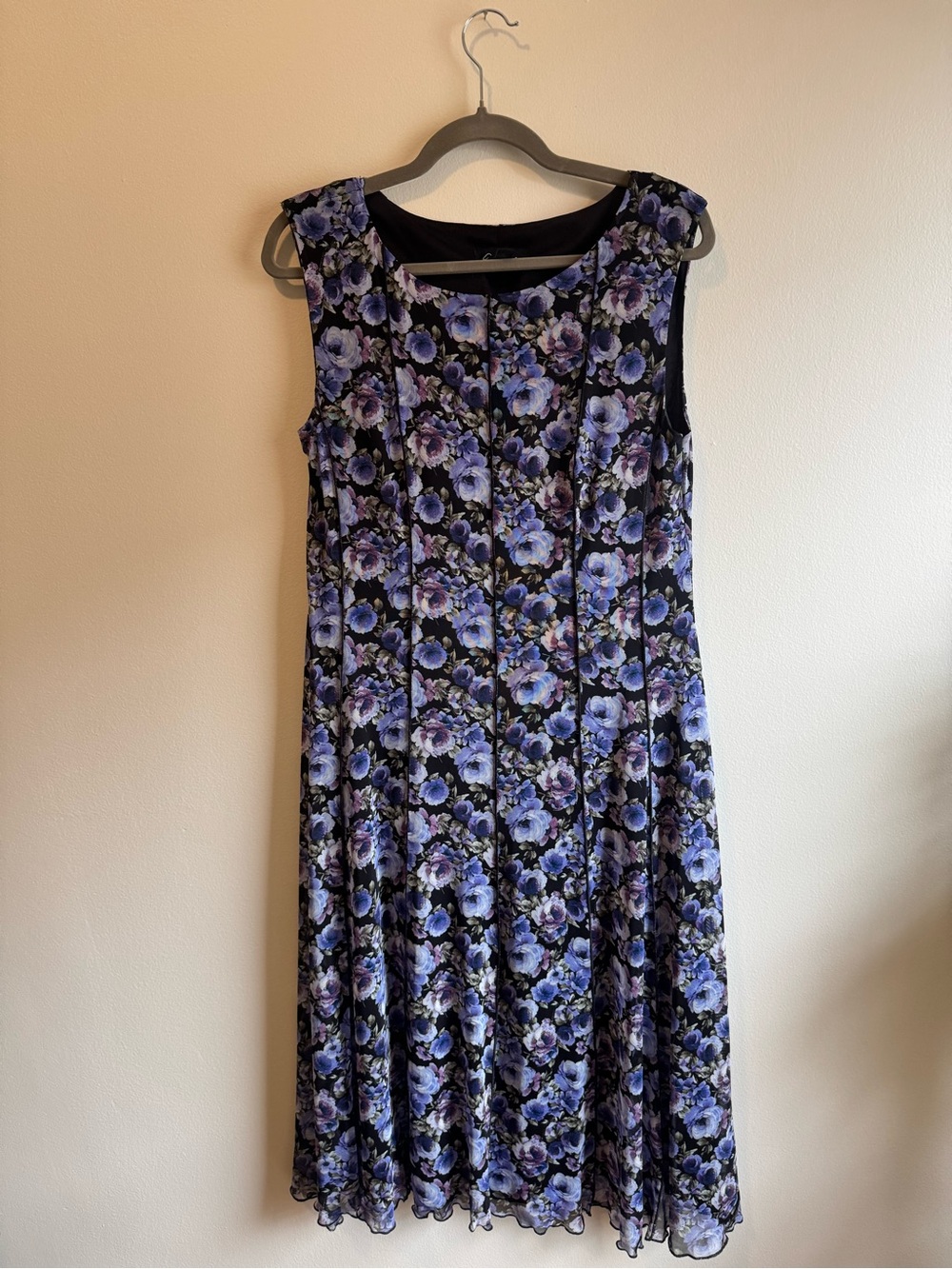 connected apparel Black Dress with Purple Floral Print